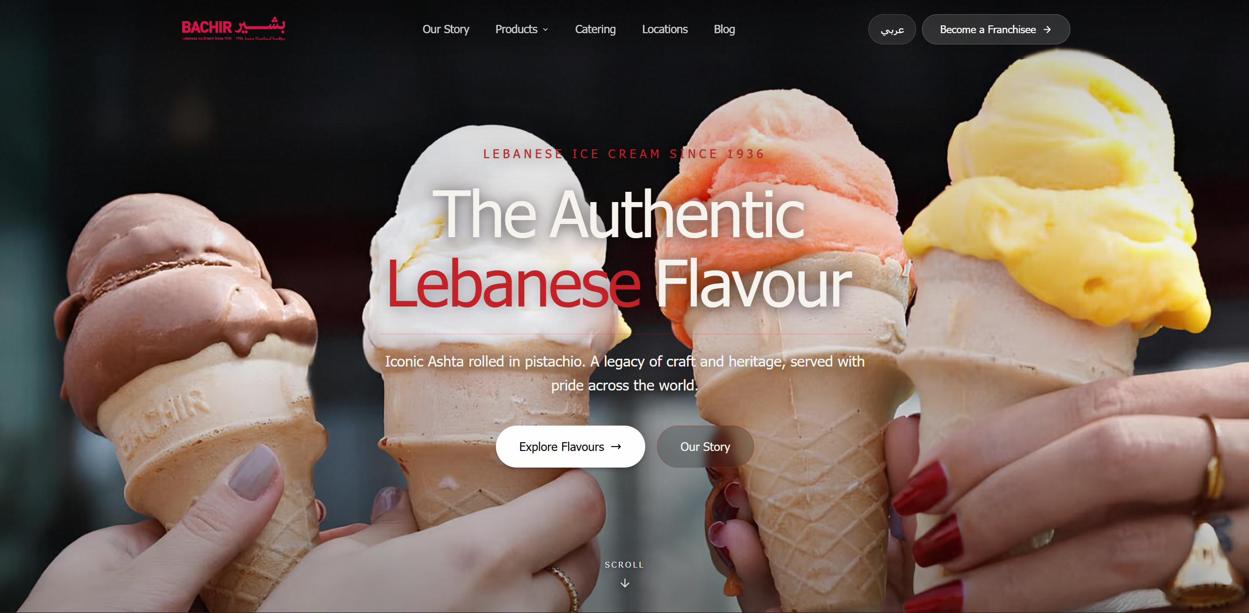 Bachir Ice Cream UAE website screenshot